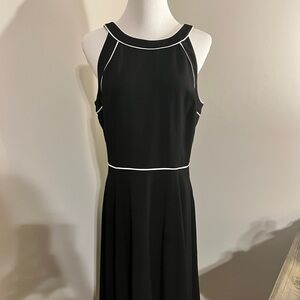 NWT White House Black Market Black Midi Dress with White Trim